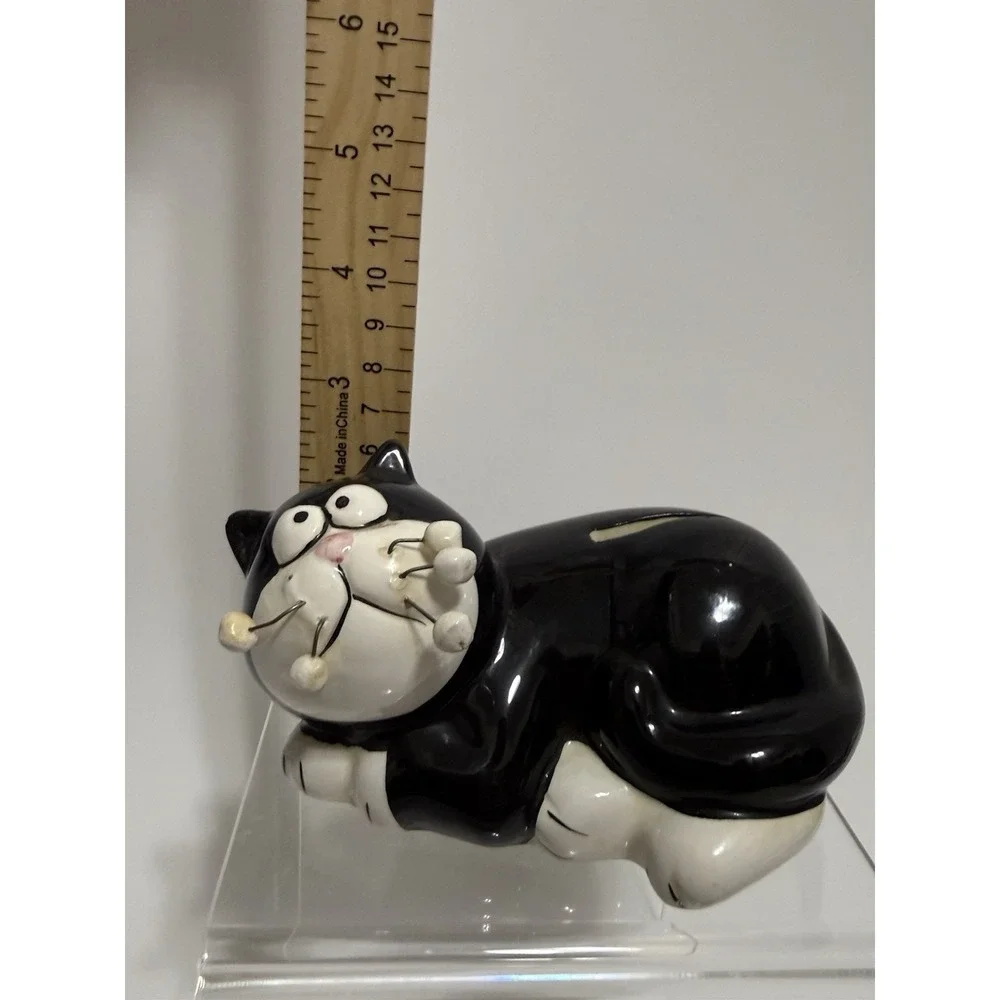 Whimsical Black Cat Coin Bank K's Collection Ceramic Kitty Savings Bank 6